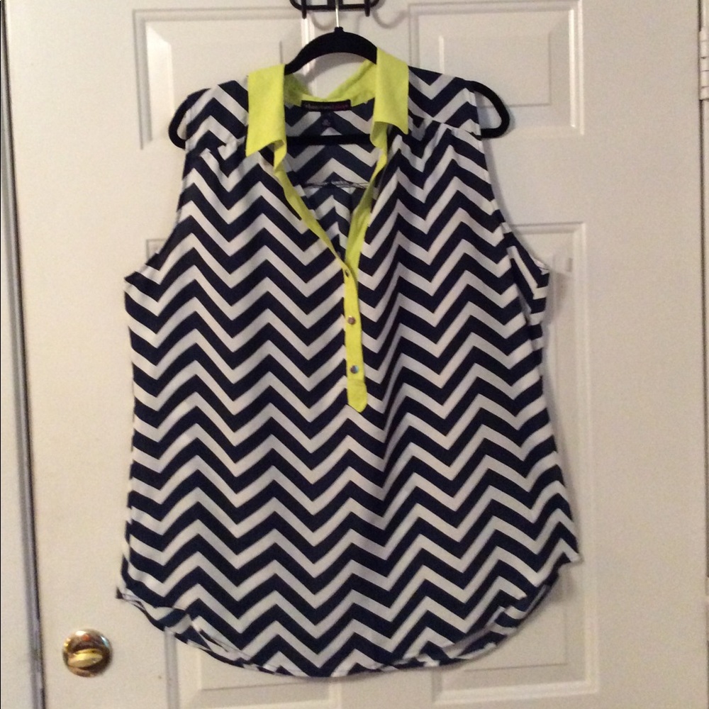 💕HEARTSOUL PLUS SLEEVELESS BLOUSE NAVY/WHITE&LIME